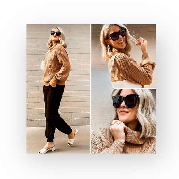 New Retro Oversized Square Sunglasses Sunnies ☻ Shiny Black ☻ Gradient Lenses ☻ - Picture 3 of 16